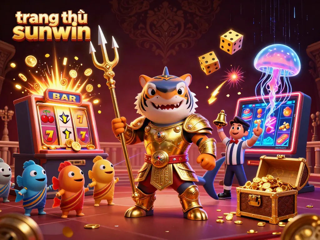 Experience the thrill of gaming with trang chủ sunwin, where excitement meets vibrant visuals in a 3D casino scene.