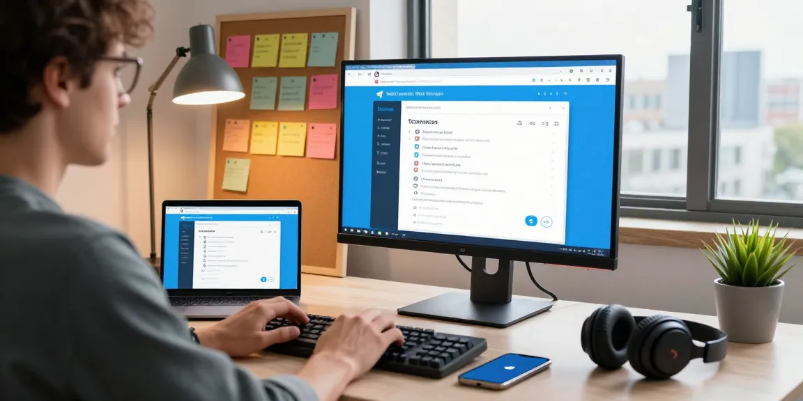 Engaged user actively using the Telegram Web Version in a modern workspace.